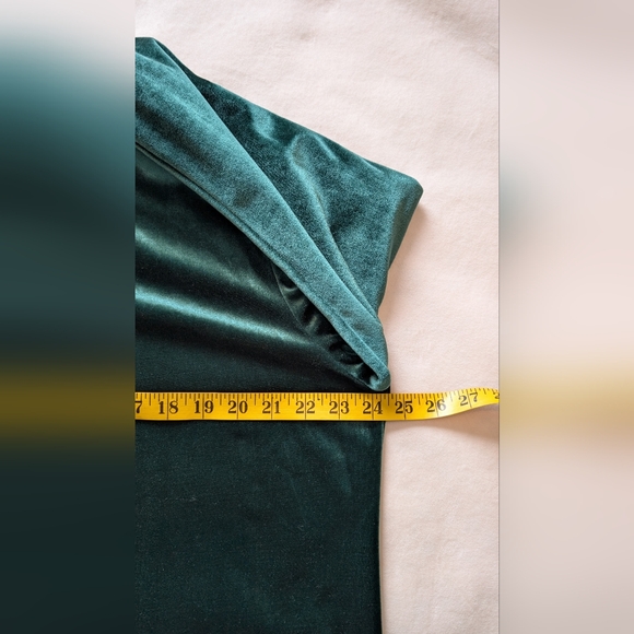 Retro Carol Reed Collection Women's Green Blouse Stretch Velvet Like Button-Up L - Picture 15 of 16